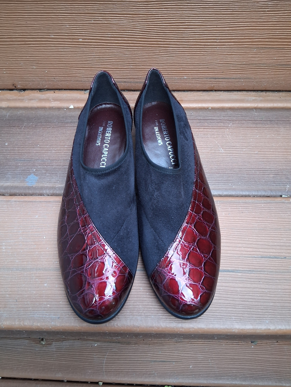 Roberto Capucci for Ingledews Burgundy Croc Patent Flats - Made in Italy, Size 5 - Picture 2 of 8